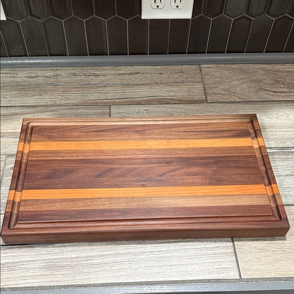 Wooden walnut cherry Cutting Board with Striped Design